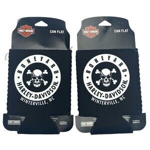 Harley Davidson Boneyard Skull Koozies Soda Beer Holder Set of 2 Biker Gift